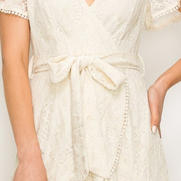 Lace Dress Tie Waist Wrap Dress - Picture 5 of 6